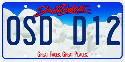 SD license plate 0SDD12