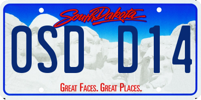 SD license plate 0SDD14