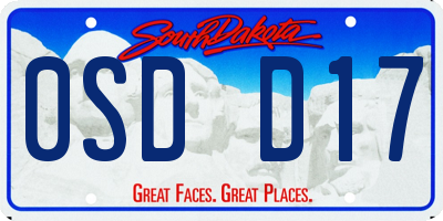 SD license plate 0SDD17
