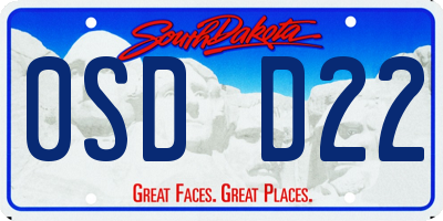 SD license plate 0SDD22
