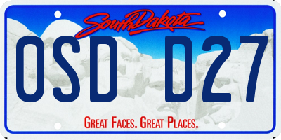 SD license plate 0SDD27