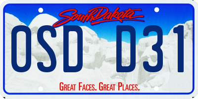 SD license plate 0SDD31