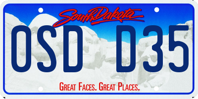 SD license plate 0SDD35