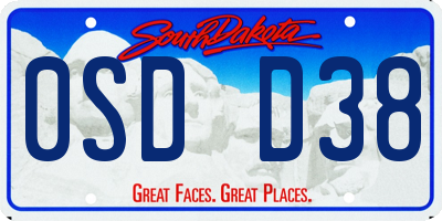 SD license plate 0SDD38