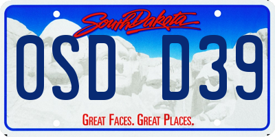 SD license plate 0SDD39
