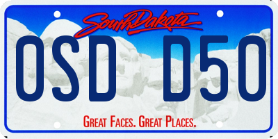 SD license plate 0SDD50