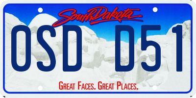SD license plate 0SDD51