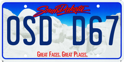 SD license plate 0SDD67