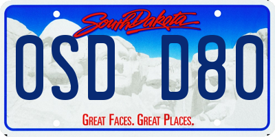 SD license plate 0SDD80
