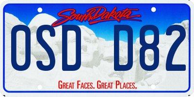 SD license plate 0SDD82