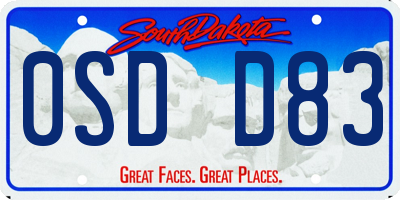 SD license plate 0SDD83