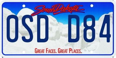 SD license plate 0SDD84