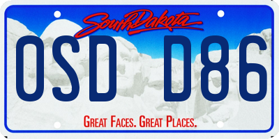 SD license plate 0SDD86