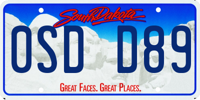 SD license plate 0SDD89