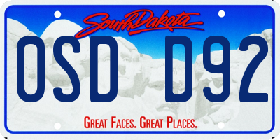 SD license plate 0SDD92