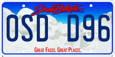 SD license plate 0SDD96