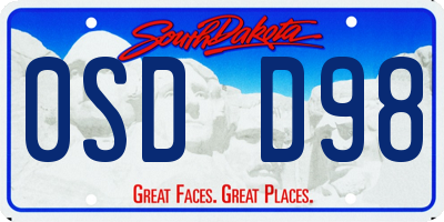 SD license plate 0SDD98