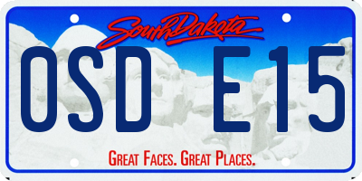 SD license plate 0SDE15