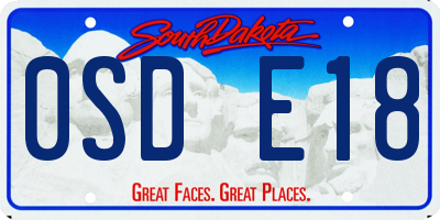 SD license plate 0SDE18
