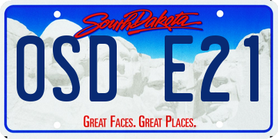 SD license plate 0SDE21