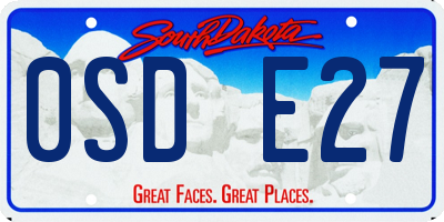 SD license plate 0SDE27