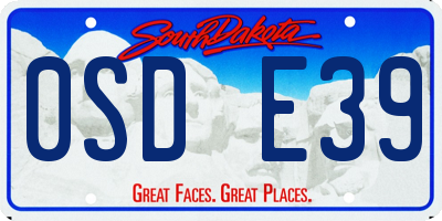 SD license plate 0SDE39