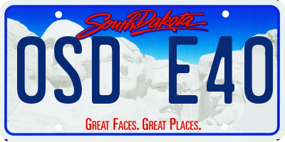 SD license plate 0SDE40