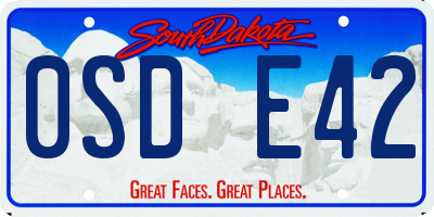 SD license plate 0SDE42