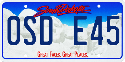 SD license plate 0SDE45