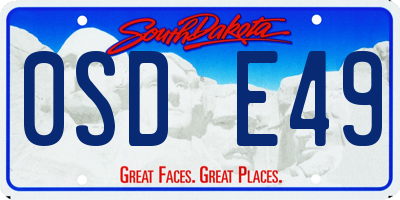 SD license plate 0SDE49