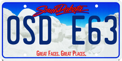 SD license plate 0SDE63