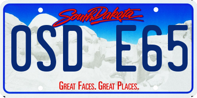 SD license plate 0SDE65