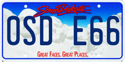SD license plate 0SDE66