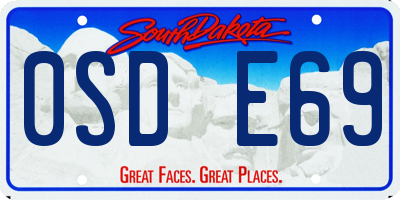 SD license plate 0SDE69