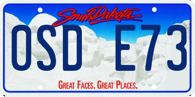 SD license plate 0SDE73