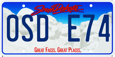 SD license plate 0SDE74
