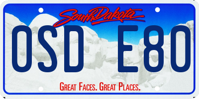 SD license plate 0SDE80