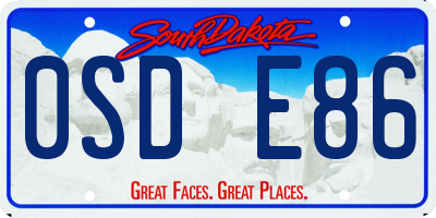 SD license plate 0SDE86