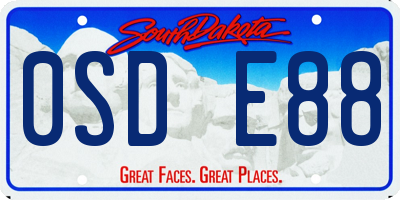 SD license plate 0SDE88