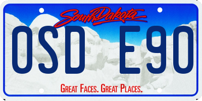 SD license plate 0SDE90