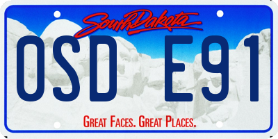 SD license plate 0SDE91