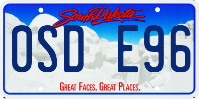SD license plate 0SDE96