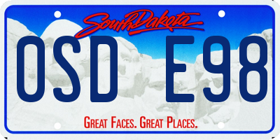 SD license plate 0SDE98