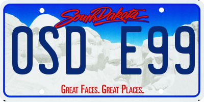 SD license plate 0SDE99