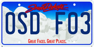 SD license plate 0SDF03