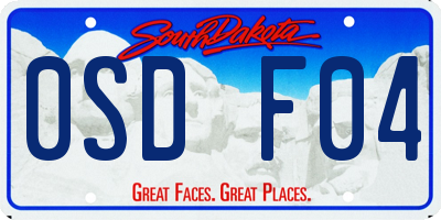 SD license plate 0SDF04