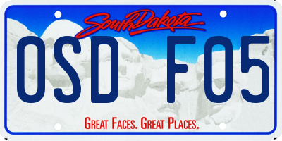 SD license plate 0SDF05