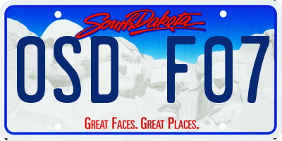 SD license plate 0SDF07