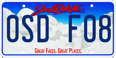 SD license plate 0SDF08