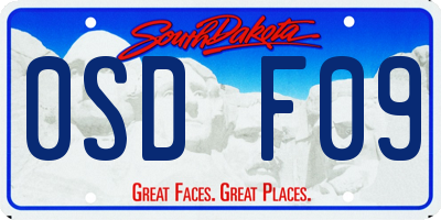 SD license plate 0SDF09